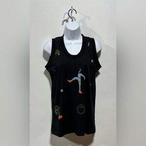 Gene‎ Ewing Bis Artistic Vintage Black Beaded Top Size Small